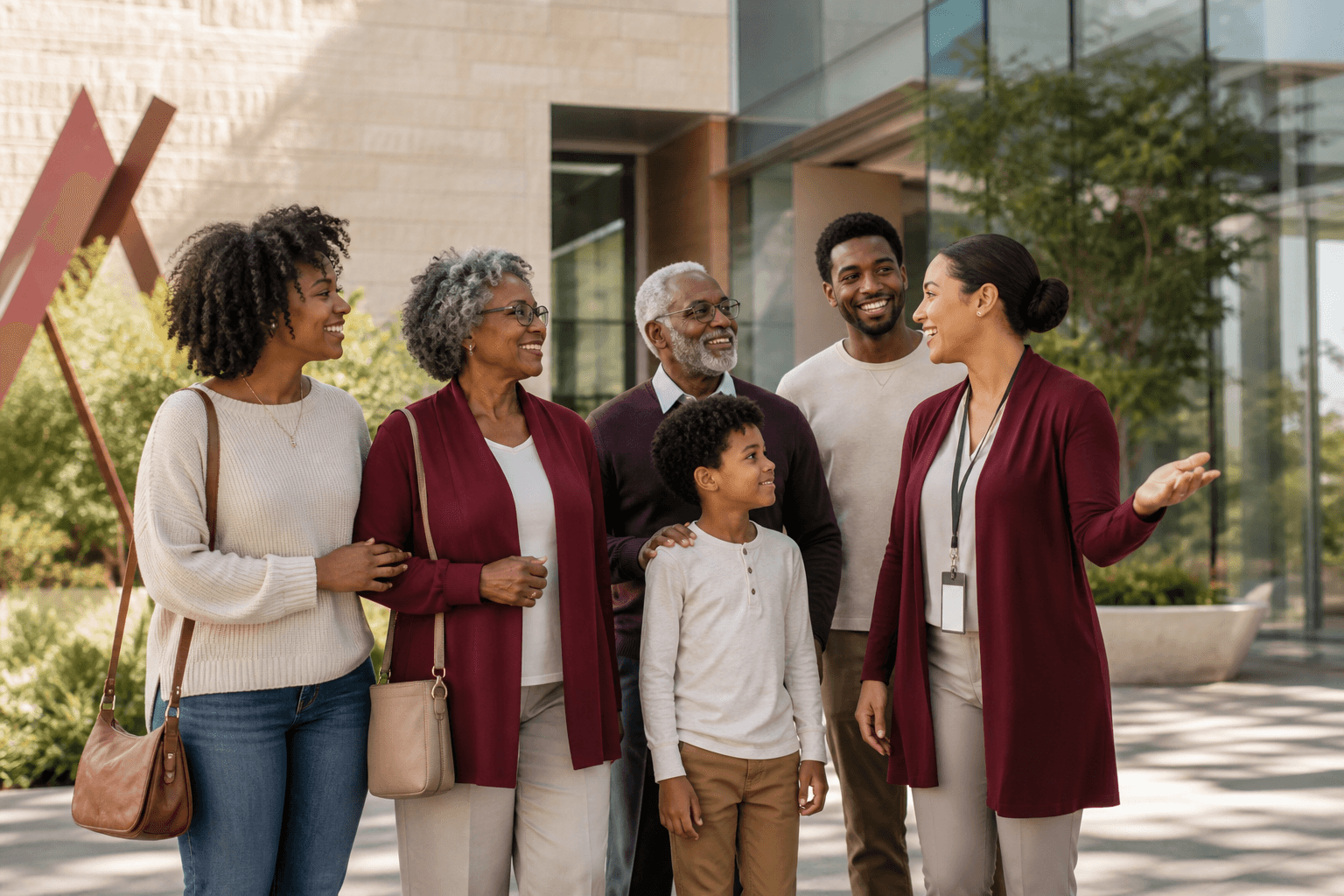 A multigenerational family welcomed into a connected care community